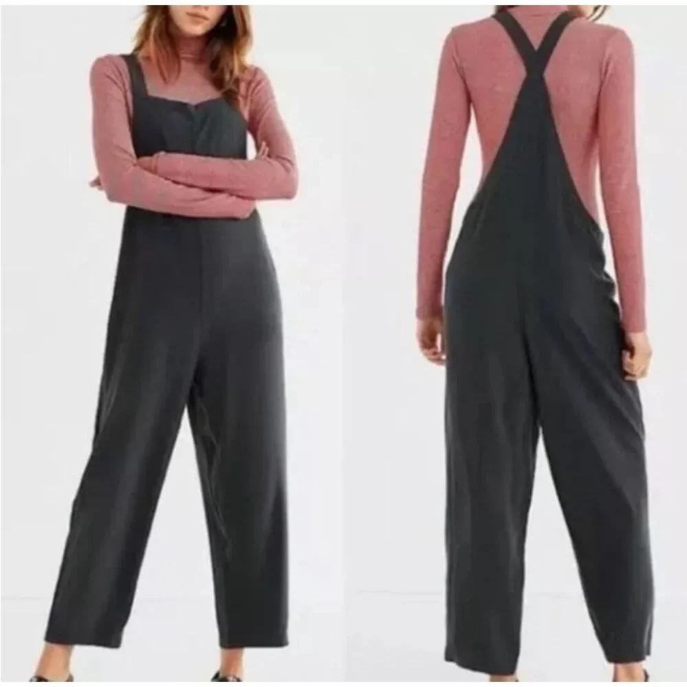 Urban Outfitters Dark Gray Tania Slouchy Overalls Jumpsuit Romper Hot Shot Sz XS - Picture 4 of 11
